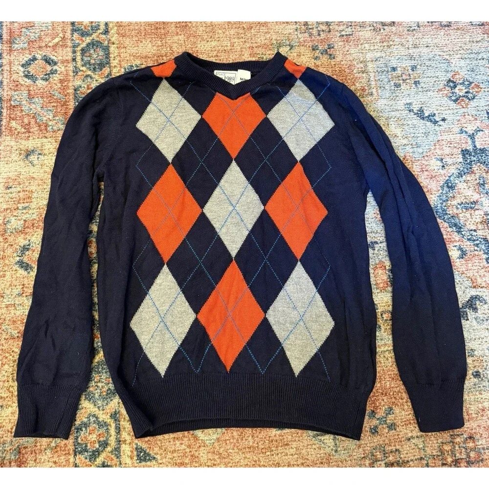 Children’s Place Boys Argyle Long Sleeve Sweater Size Med 7/8
